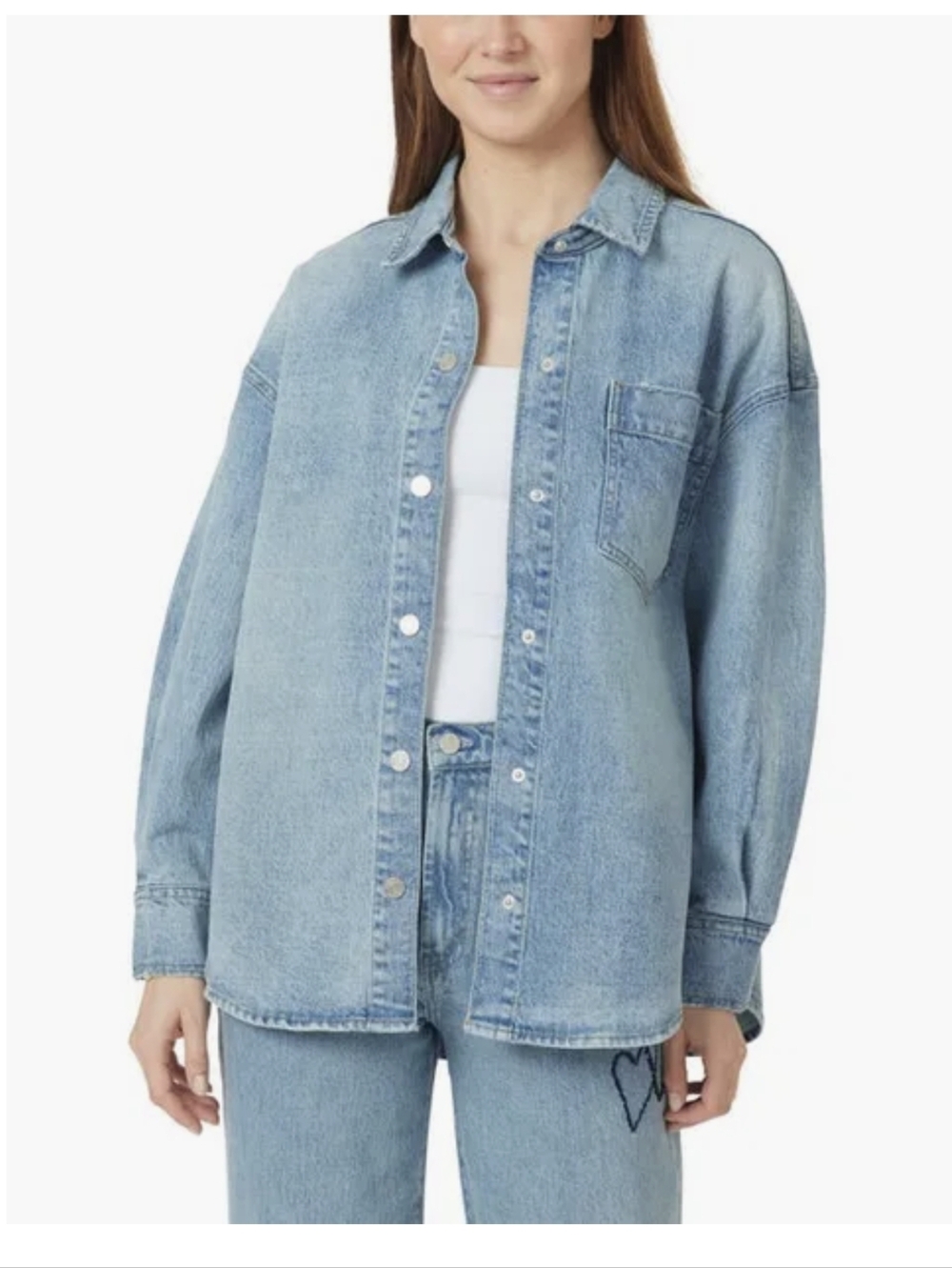 Habitual Hearted Denim Shirt Jacket